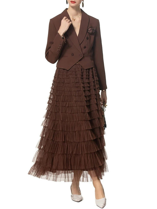 Margaret Short Blazer & Maxi Skirt Set