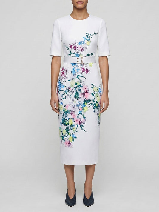 Margot Porcelain Floral Midi Dress