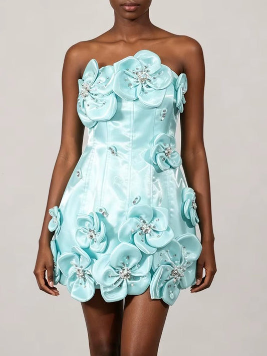 Marina Floral Satin Mini Dress