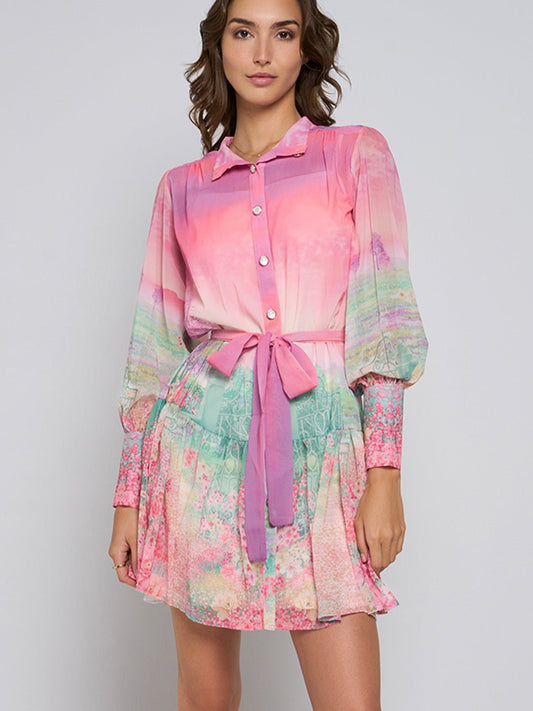 Martina Tie-Dye Pleated Mini Dress