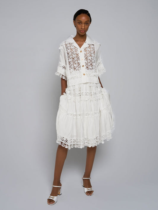 Meera Mesh Shirt & Midi Skirt Set