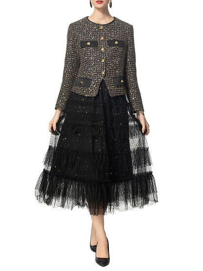 Millie Sequin Single-Breasted Top & Skirt Set