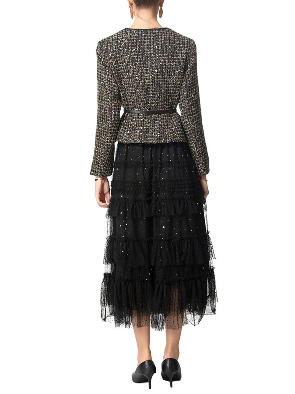 Millie Sequin Single-Breasted Top & Skirt Set