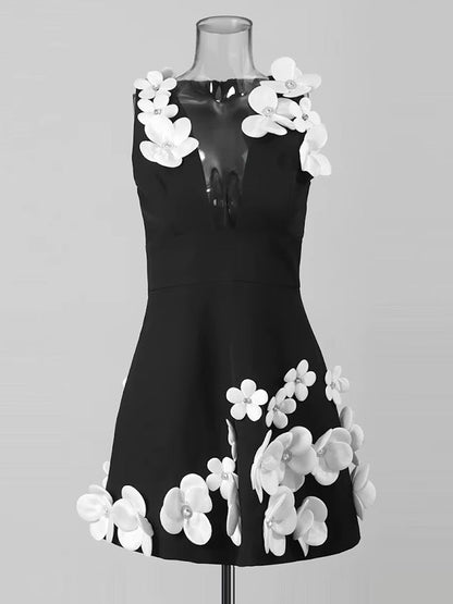 Noelle Floral Appliqué Mini Dress
