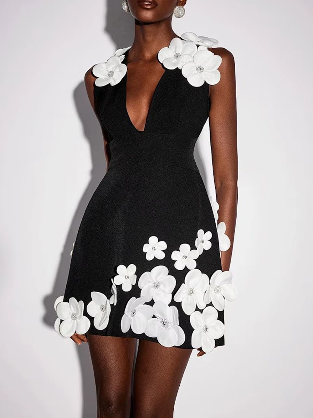 Noelle Floral Appliqué Mini Dress