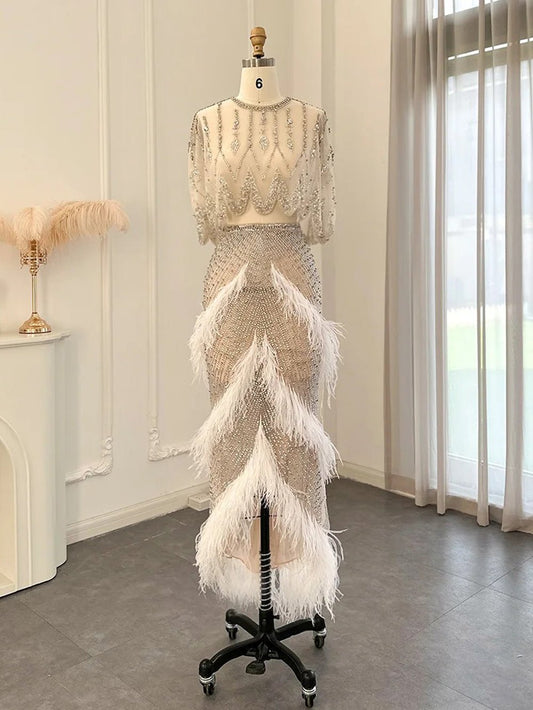 Nora Feathers Top & Skirt Set