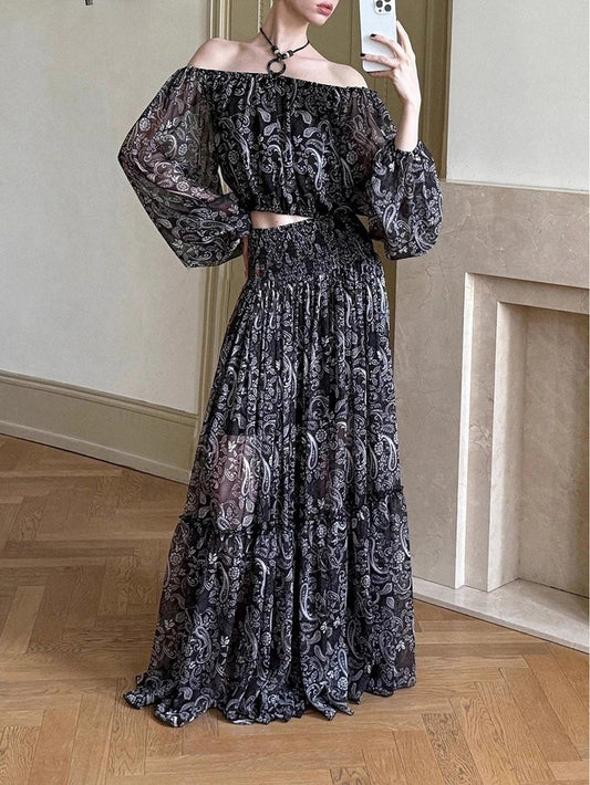 Norah Long Sleeve Top & Skirt Set