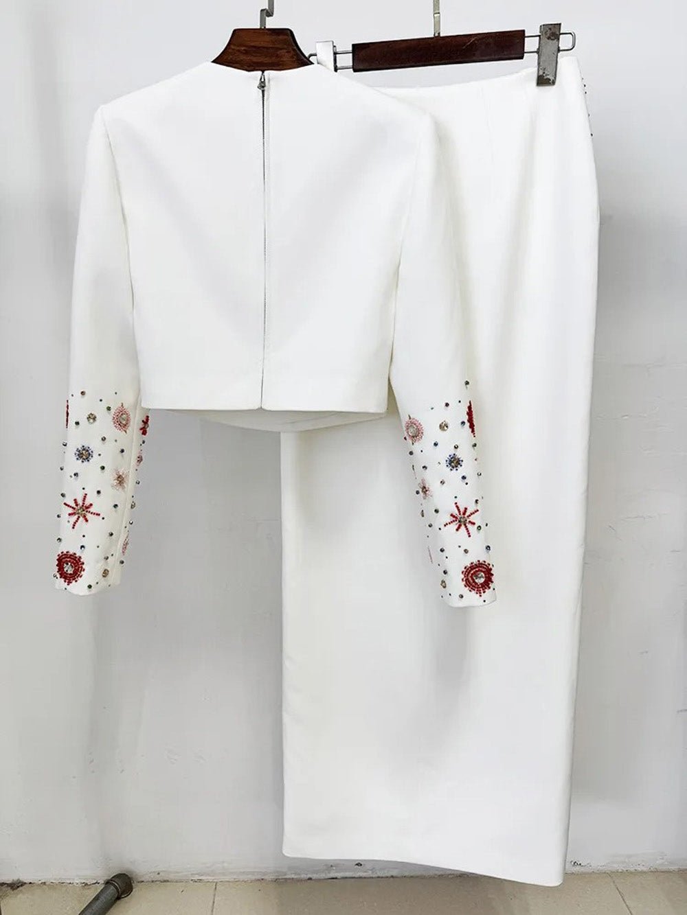 Nova Beaded Cropped Jacket & Maxi Skirt Set