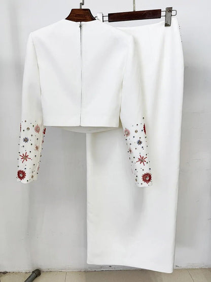 Nova Beaded Cropped Jacket & Maxi Skirt Set