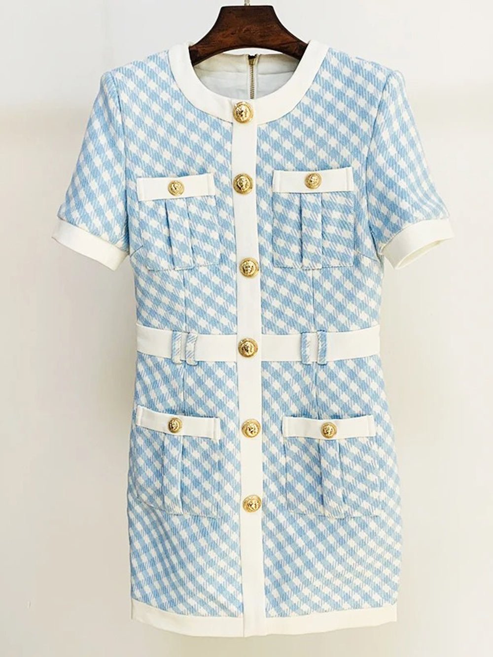 Nyehok Block Plaid Tweed Mini Dress