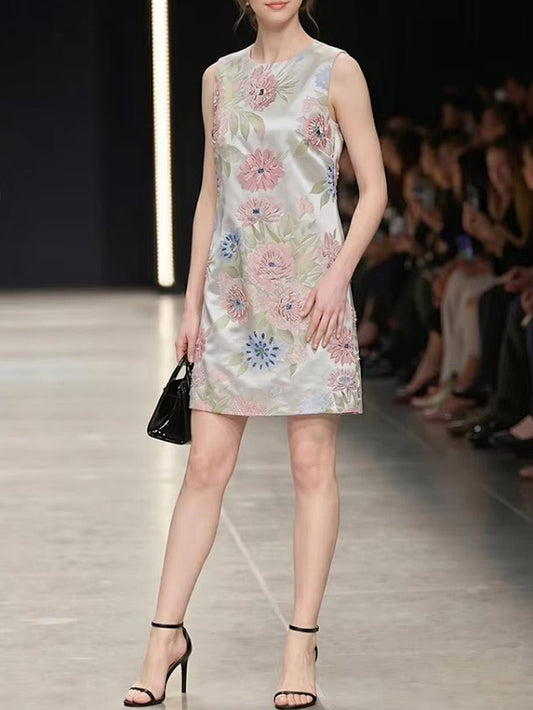 Odette Embellished Floral Shift Dress | Cora Bellune - image 1
