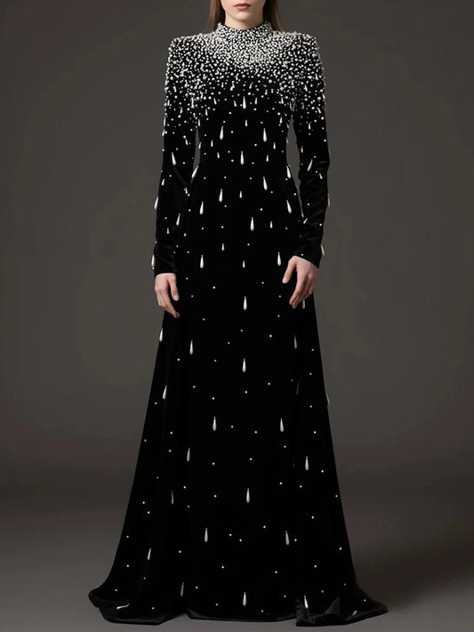 Ophelia Pearl Velvet Maxi Gown