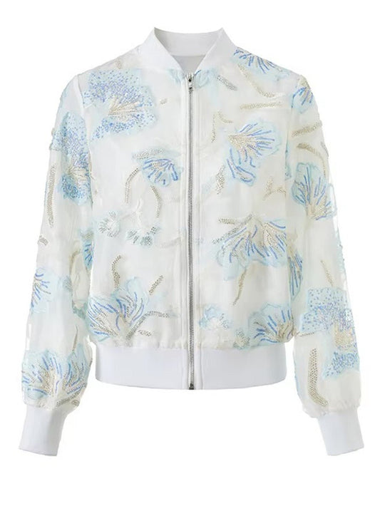 Paloma Embroidered Organza Bomber Jacket | Cora Bellune - image 1