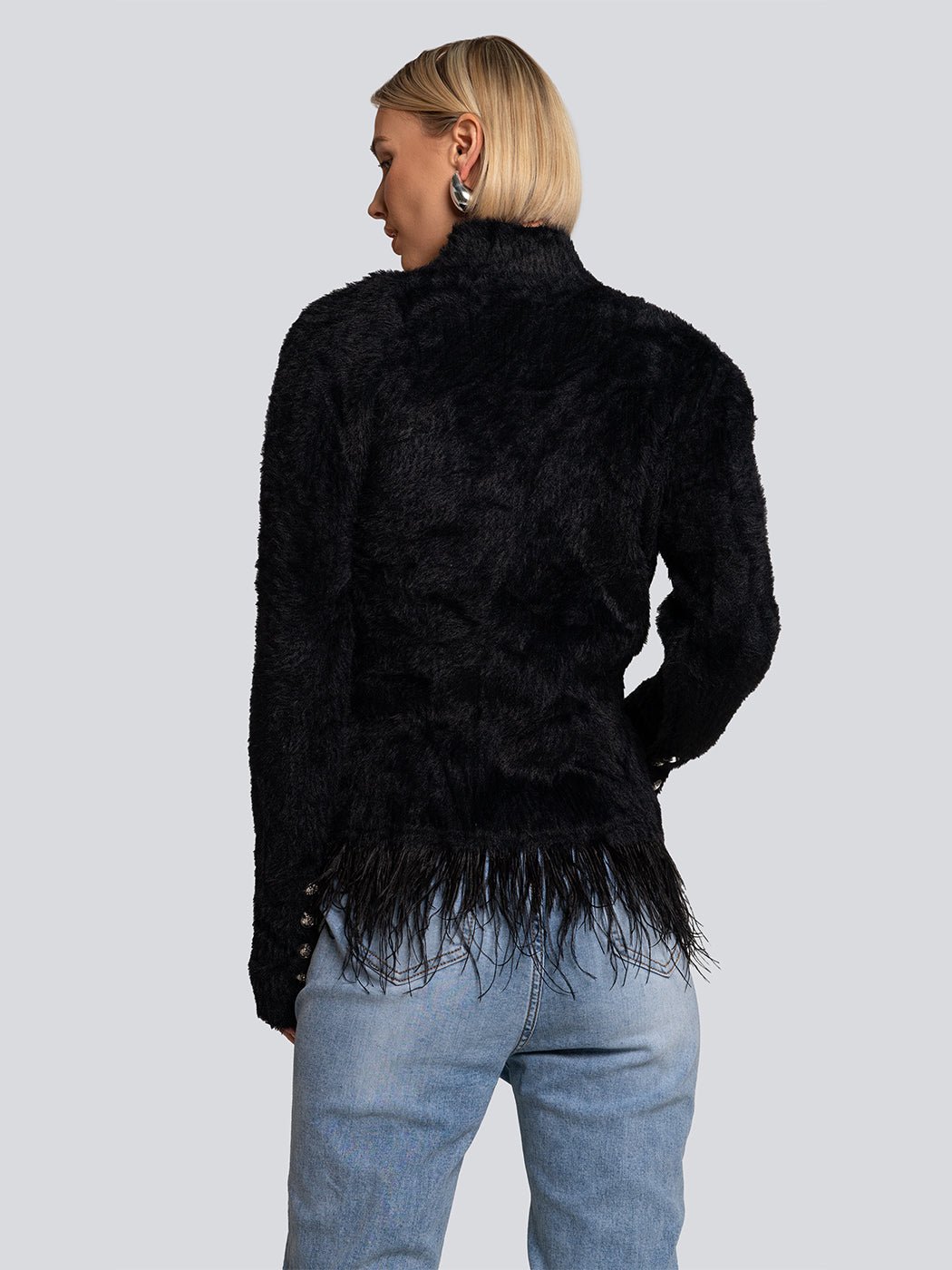 Piper Feather Trim Double-Breasted Jacket