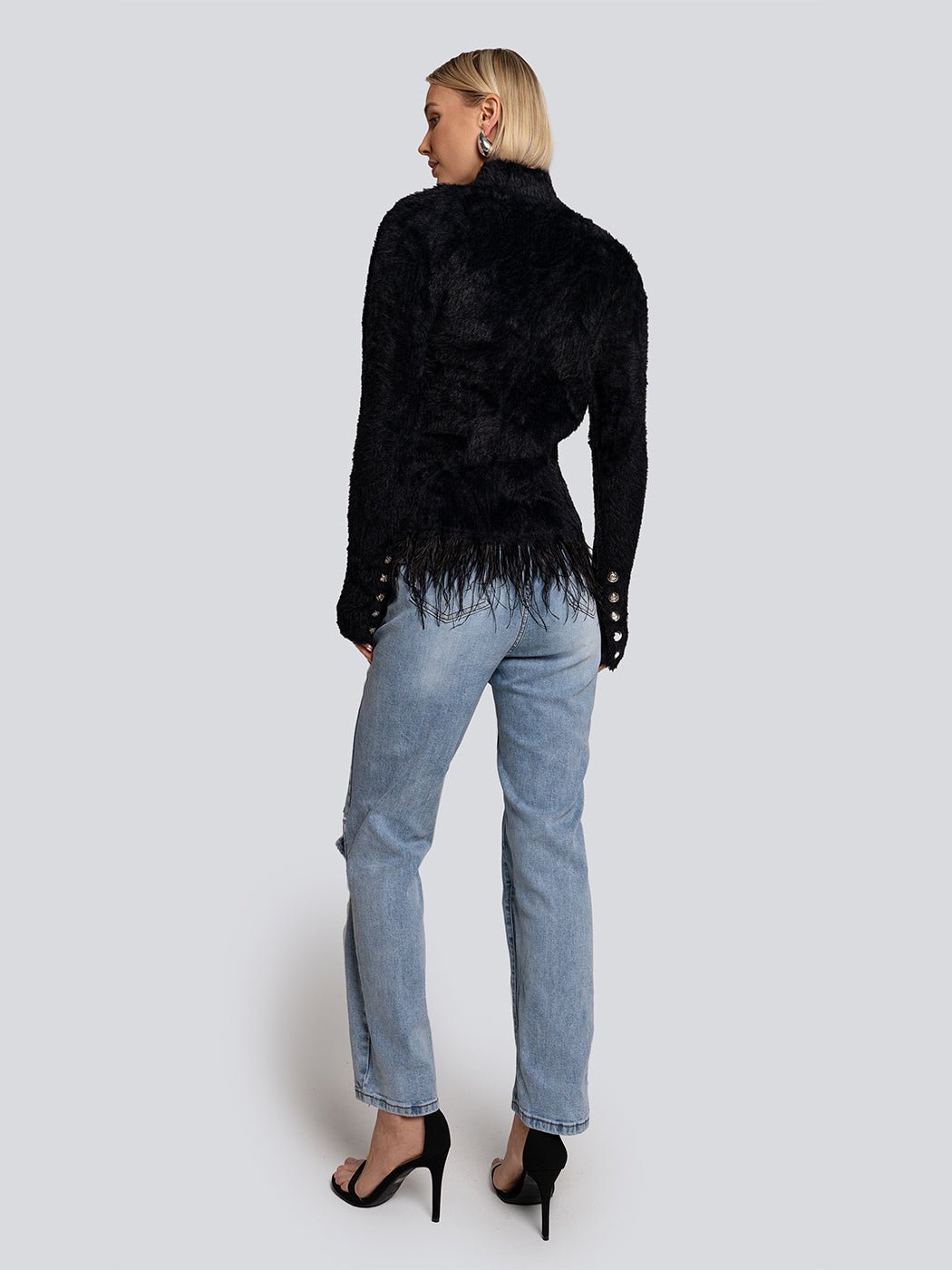Piper Feather Trim Double-Breasted Jacket