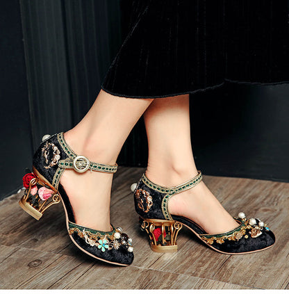 Pearl & Flower Mary Janes Pumps