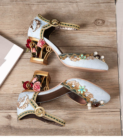 Pearl & Flower Mary Janes Pumps