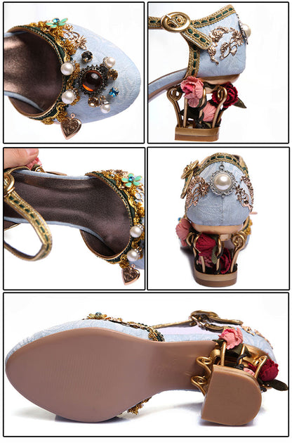 Pearl & Flower Mary Janes Pumps