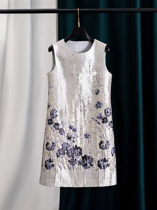 Quinn Floral Jacquard Mini Dress | Cora Bellune - image 1