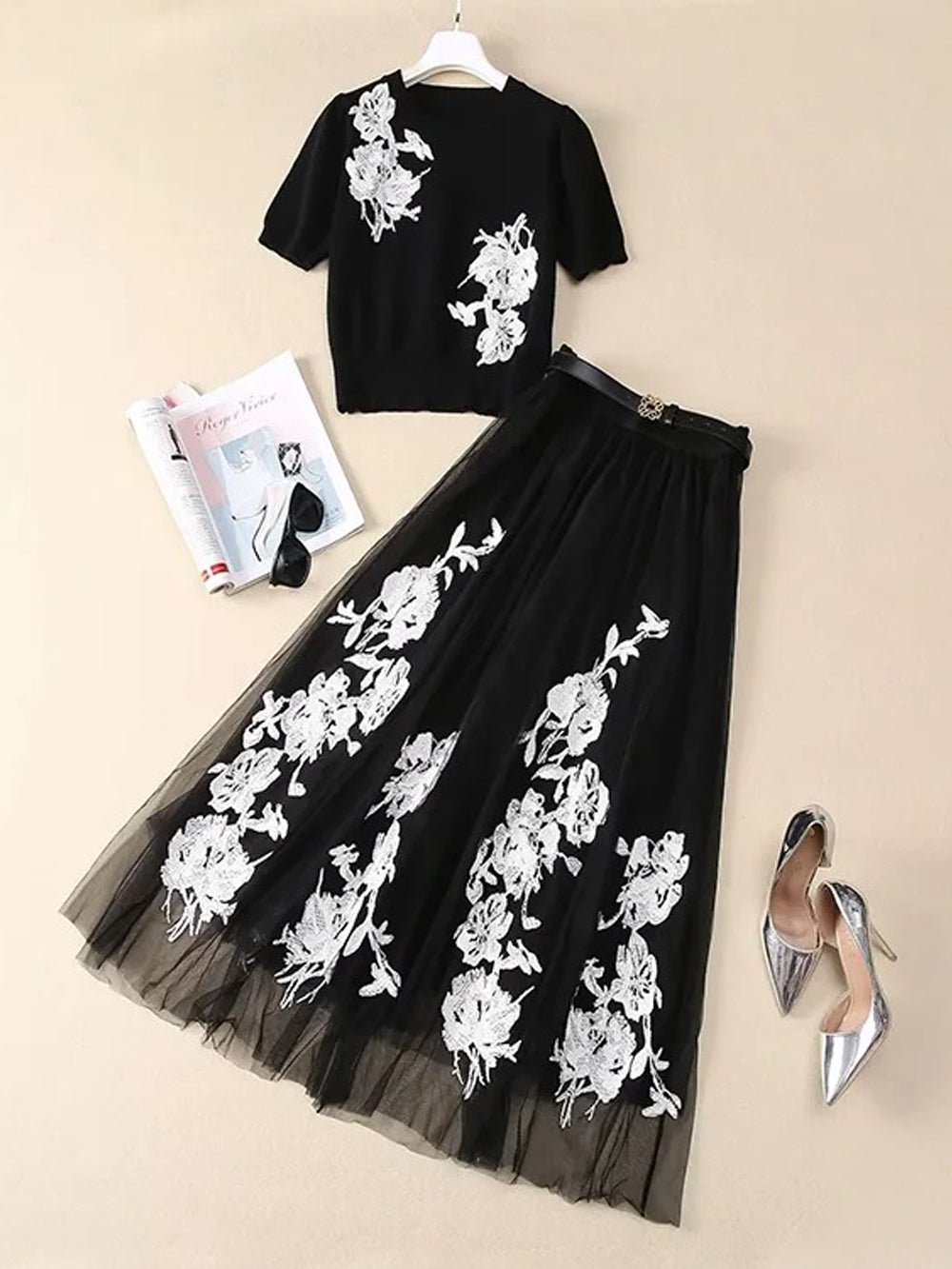 Rebecca Embroidery Skirt & Top Set