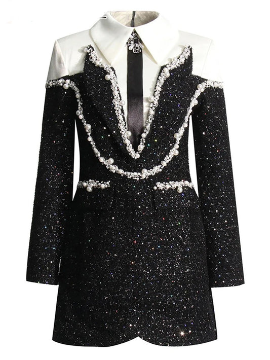 Regina Sequins Pearls Mini Dress