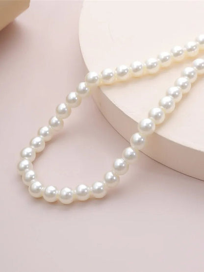 Reishi Imitation Pearl Choker Necklace