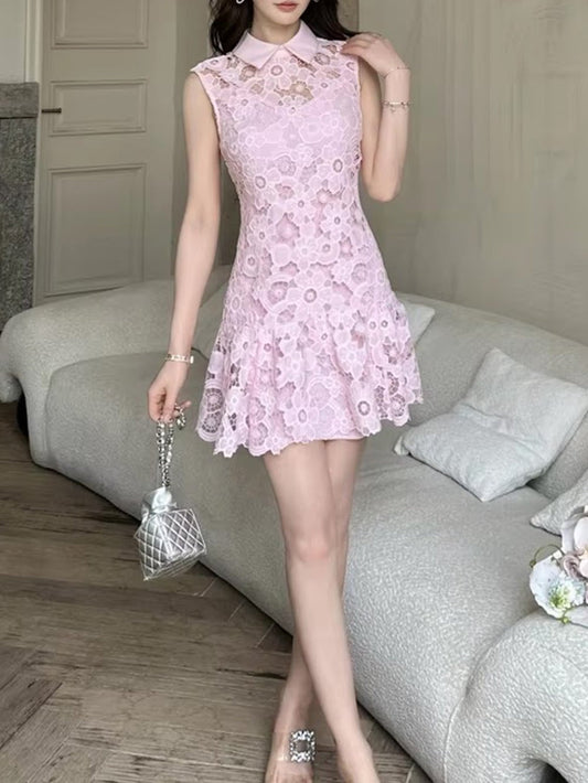 Rosalie Lace Collar Mini Dress | Cora Bellune - image 1