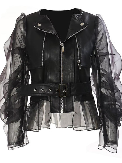 Roxanne Sheer Sleeve Moto Jacket
