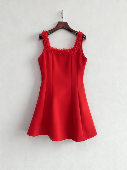 Ruby Ruffled Square Neck Mini Dress