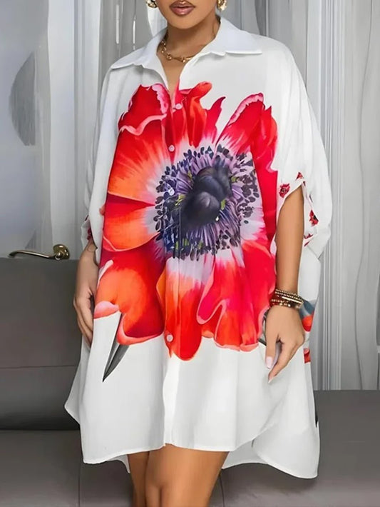 Sabrina Oversized Floral Shirt Mini Dress | Cora Bellune - image 1