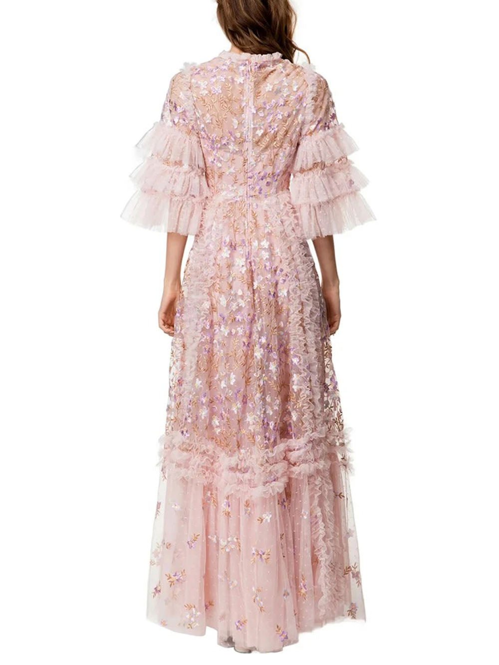 Sage Ruffled Sequinned Maxi Dress