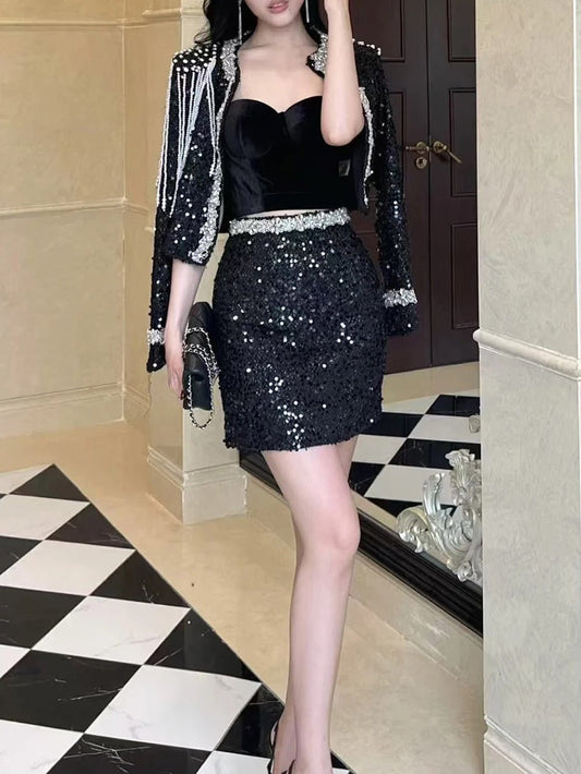 Sara Sequin Top & Skirt Set