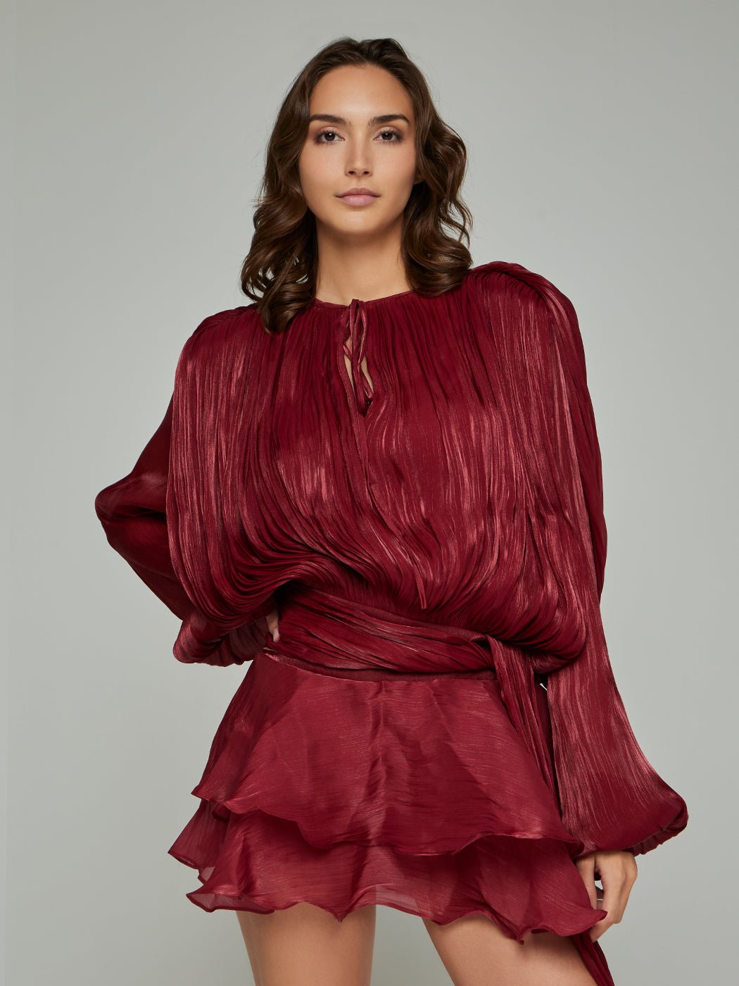 Selena Asymmetric Pleated Mini Dress