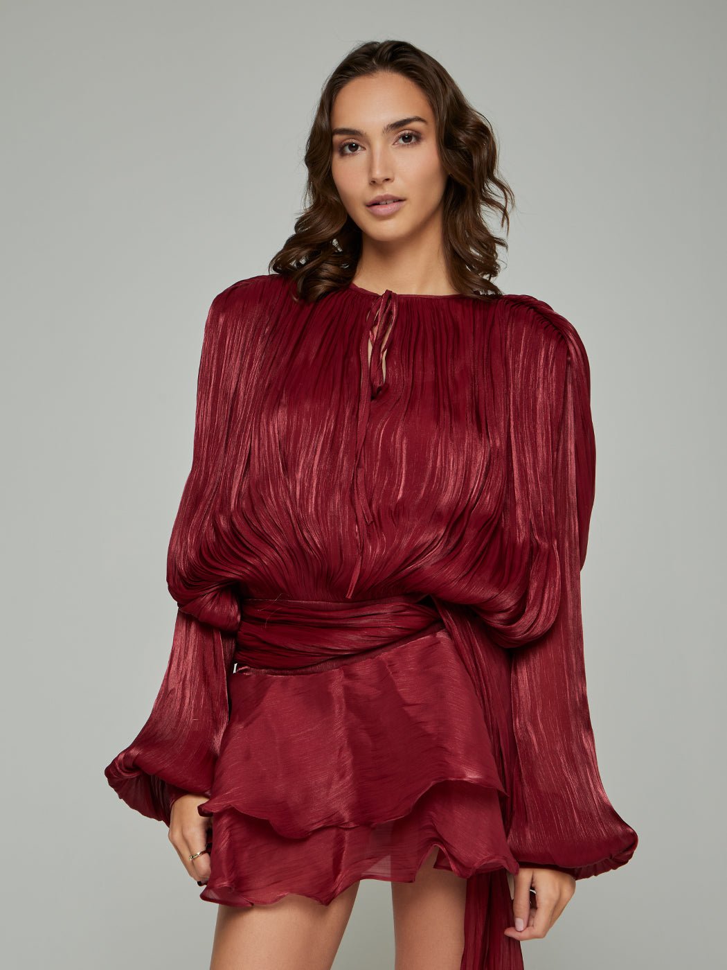 Selena Asymmetric Pleated Mini Dress