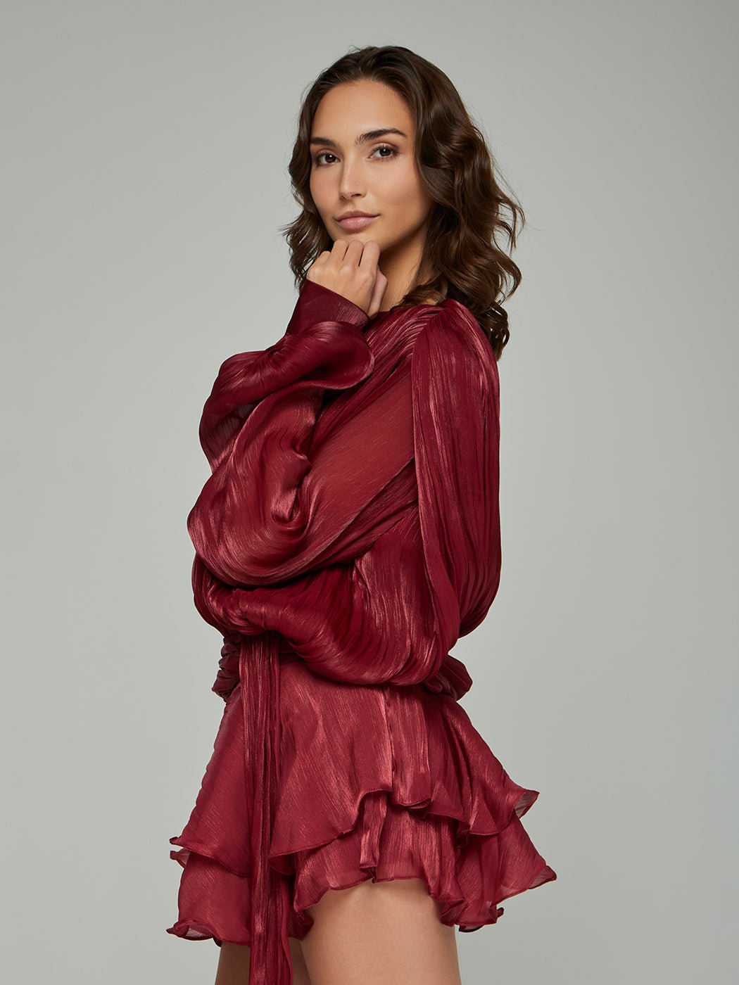 Selena Asymmetric Pleated Mini Dress