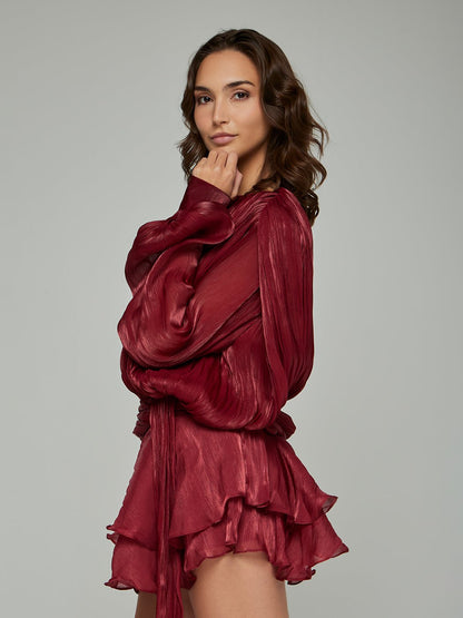 Selena Asymmetric Pleated Mini Dress