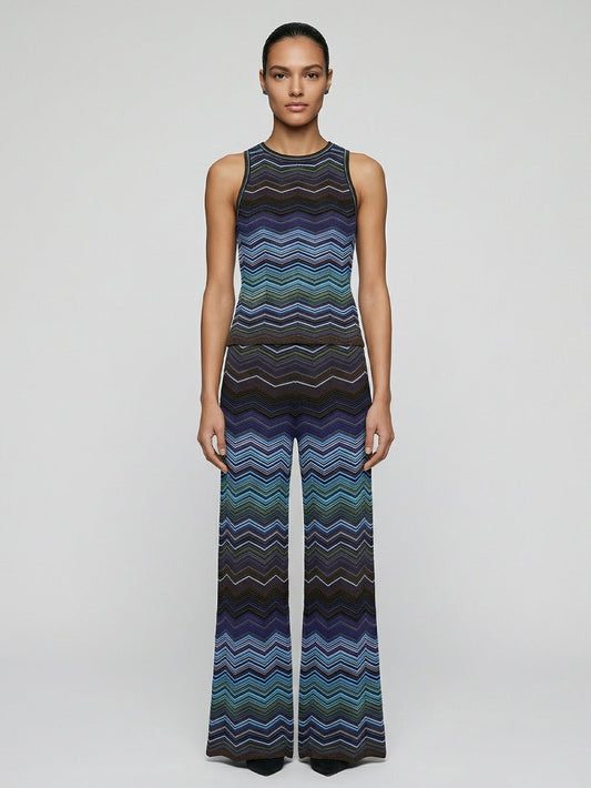 Serena Chevron Wide-Leg Pants Set