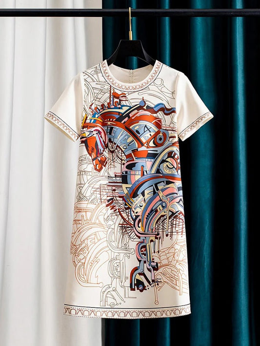 Serena Equestrian Graphic Mini Dress | Cora Bellune - image 1