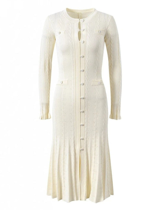 Serenity Buttoned Pleated Midi Dress
