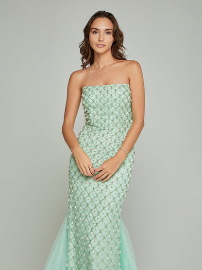 Shareen Bandeau Pearl Beaded Gown