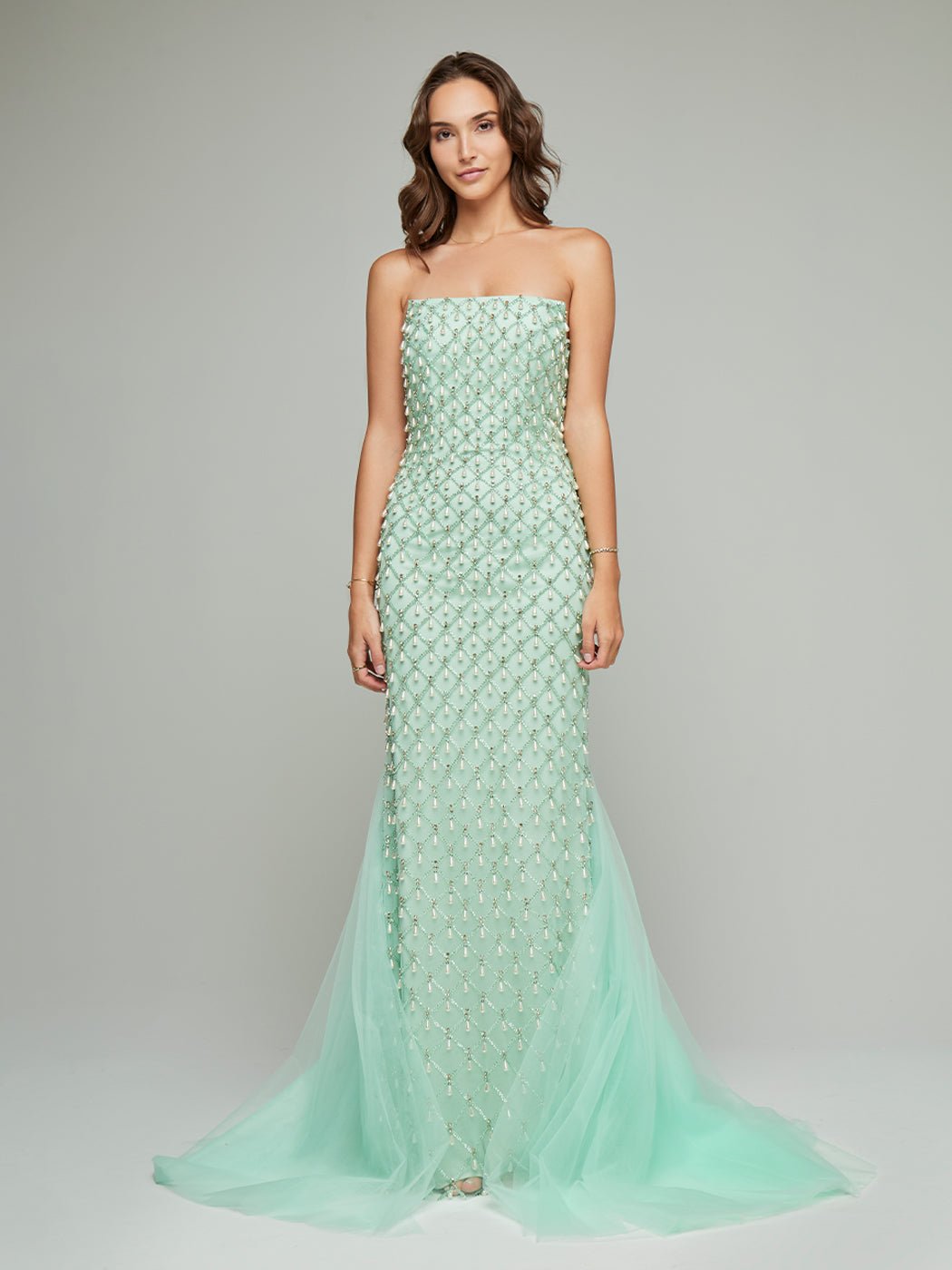 Shareen Bandeau Pearl Beaded Gown