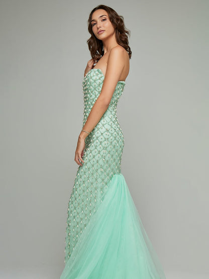 Shareen Bandeau Pearl Beaded Gown