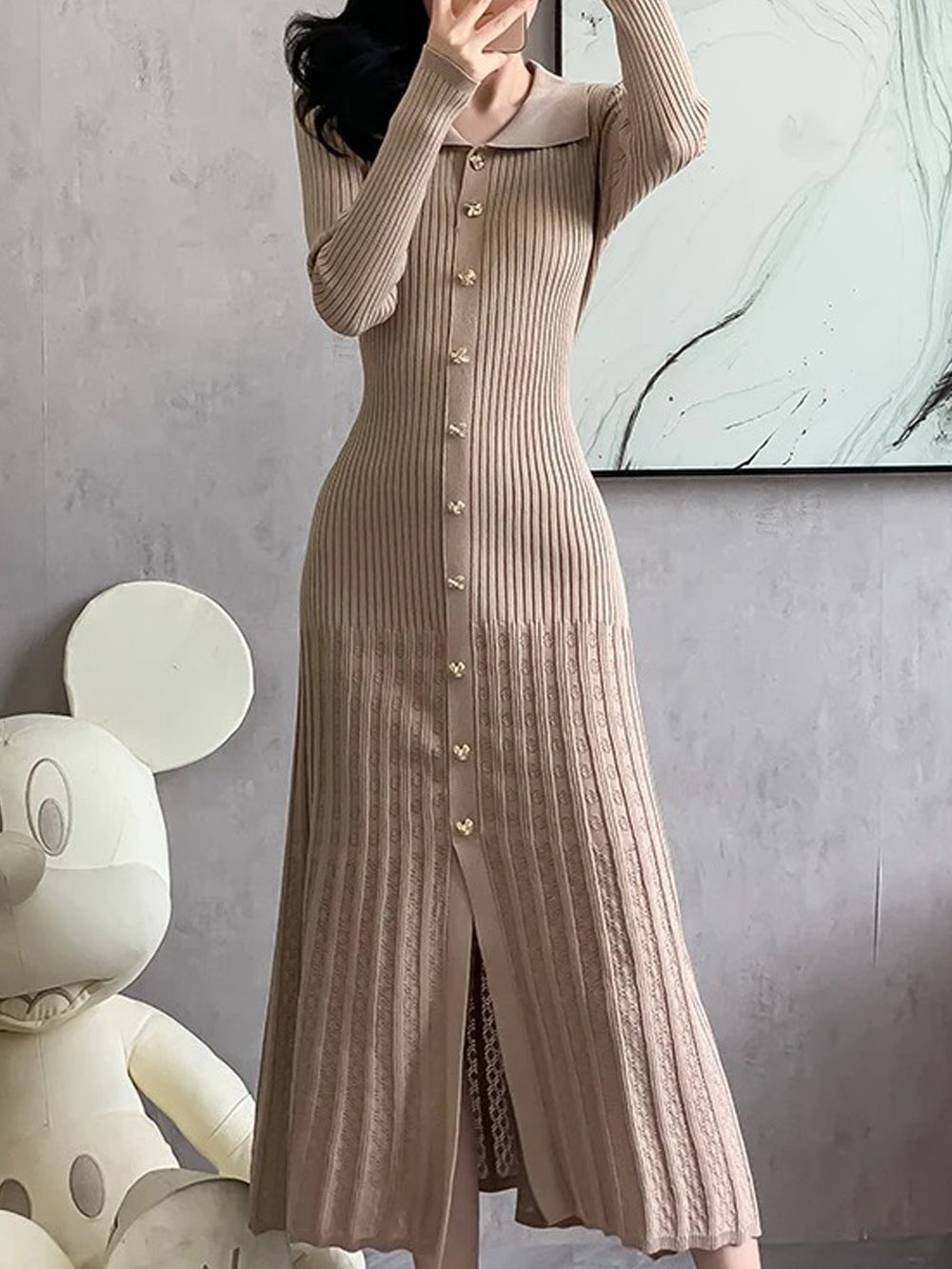 Sofia Hollow Out Slim Midi Sweater