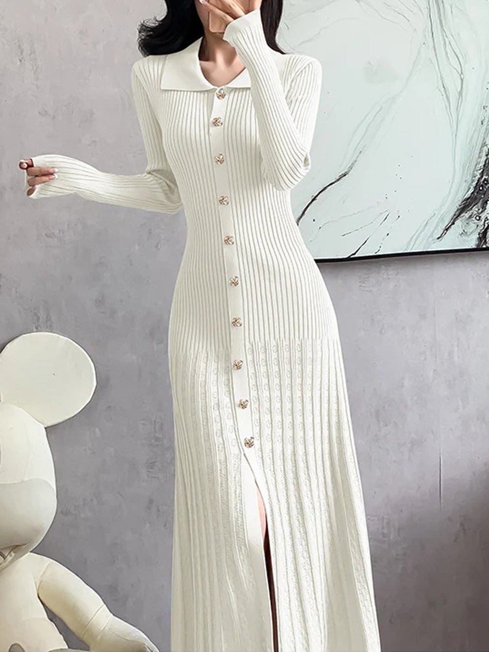 Sofia Hollow Out Slim Midi Sweater