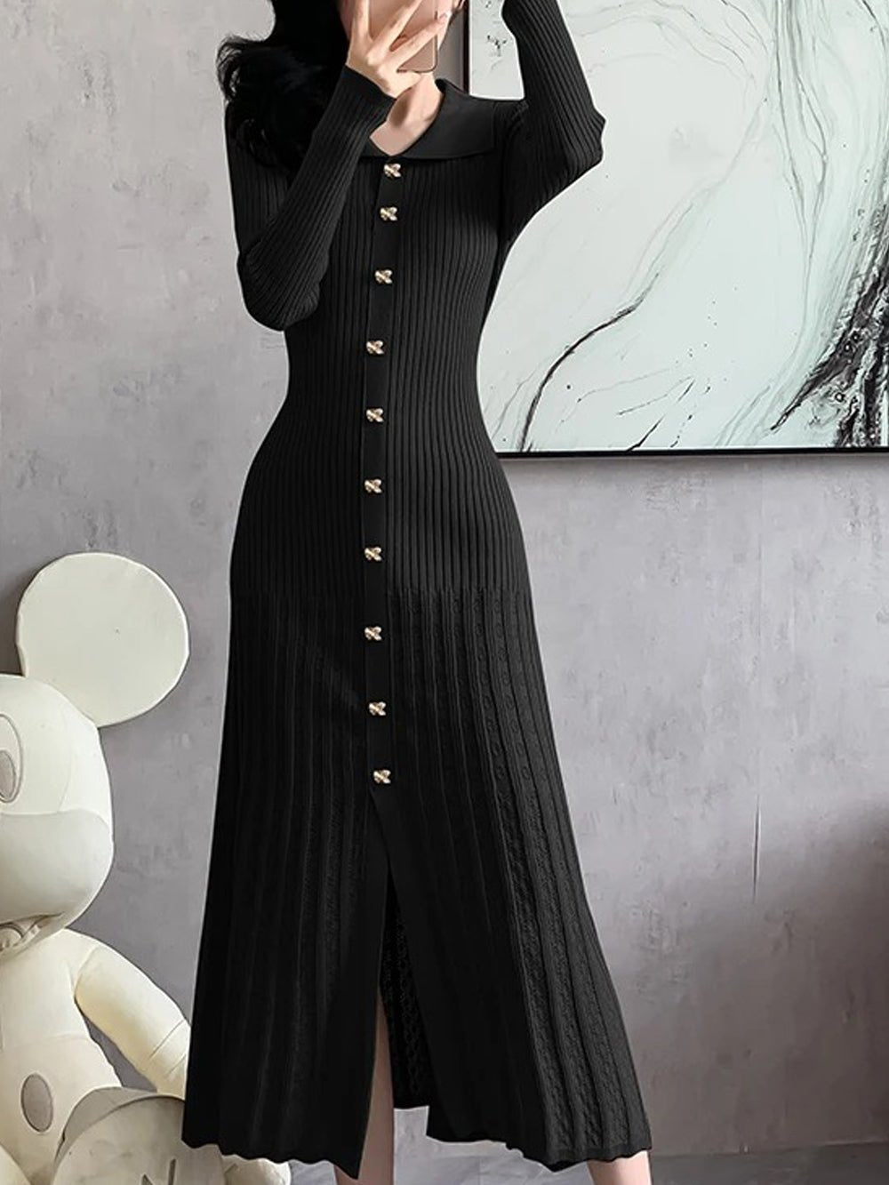 Sofia Hollow Out Slim Midi Sweater