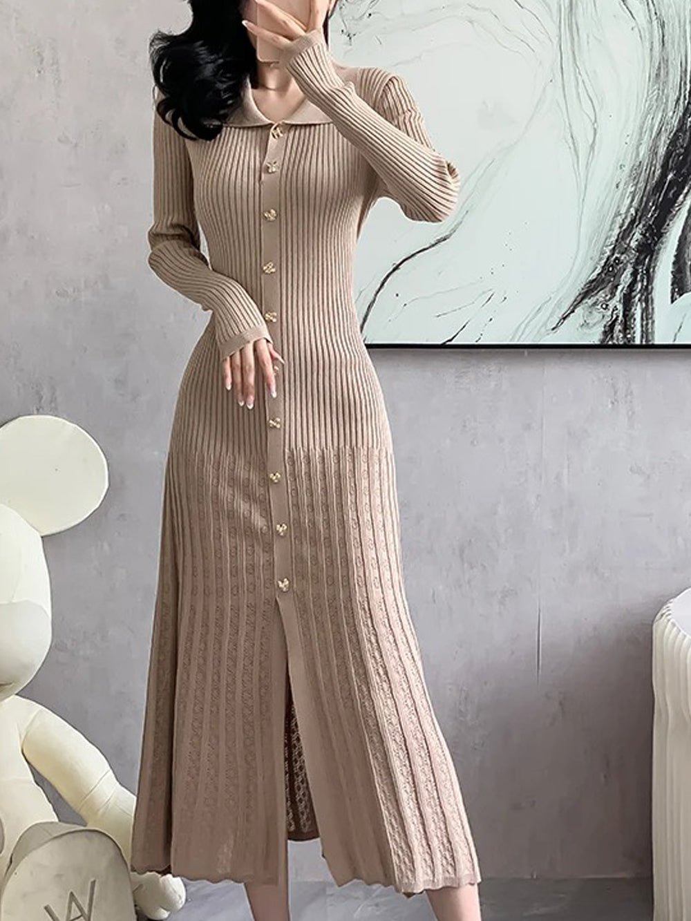 Sofia Hollow Out Slim Midi Sweater
