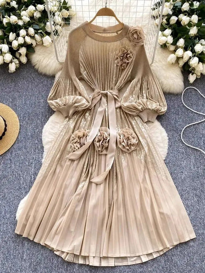 Sofia Lantern Sleeve Midi Dress