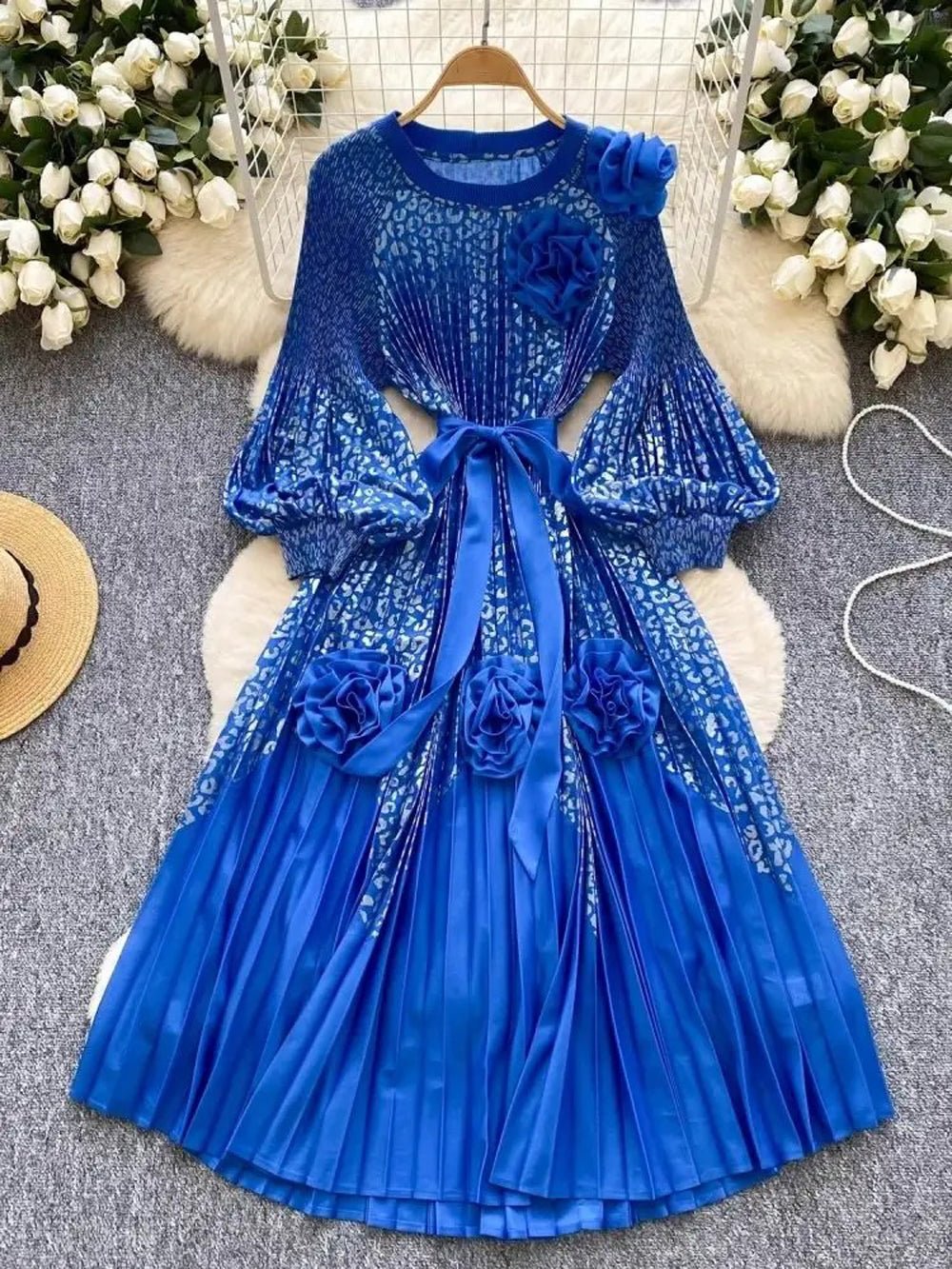 Sofia Lantern Sleeve Midi Dress