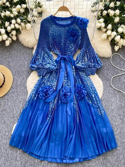 Sofia Lantern Sleeve Midi Dress