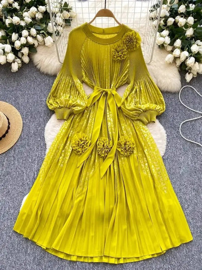 Sofia Lantern Sleeve Midi Dress